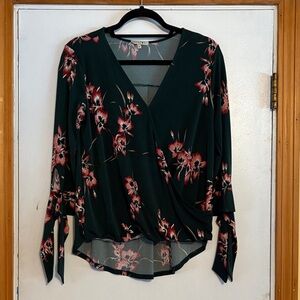 Beacon Dark Green and Pink Floral Blouse